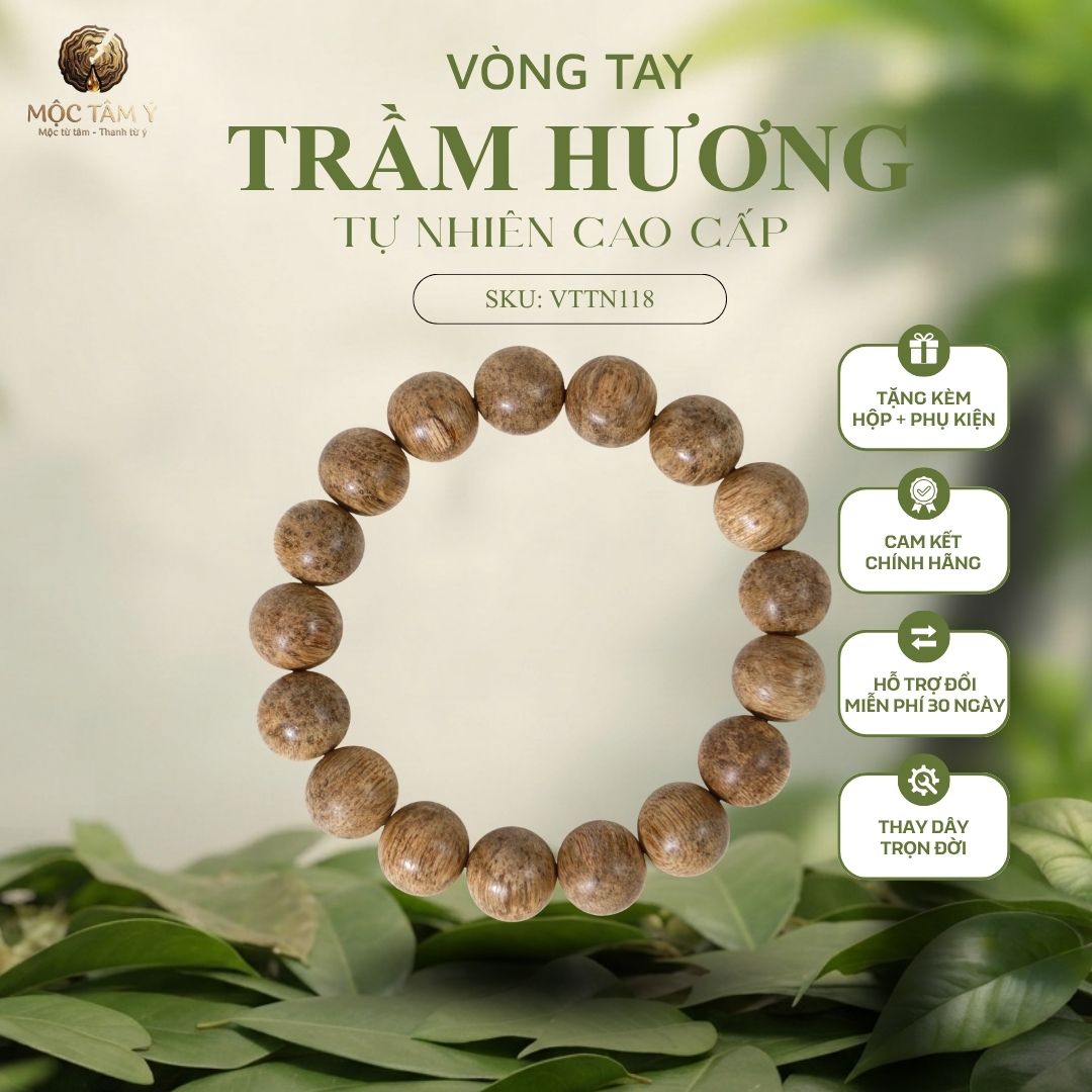 VÒNG TRẦM HƯƠNG TỰ NHIÊN HẠT THIÊN NGA 12LY