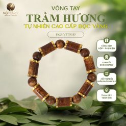 VÒNG TRẦM HƯƠNG TỰ NHIÊN TRÚC KHÁNH HÒA 10LY BỌC VÀNG THẬT 18K