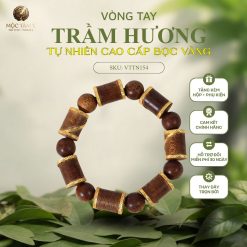 VÒNG TRẦM HƯƠNG TỰ NHIÊN TRÚC KHÁNH HÒA 12LY BỌC VÀNG THẬT 18K