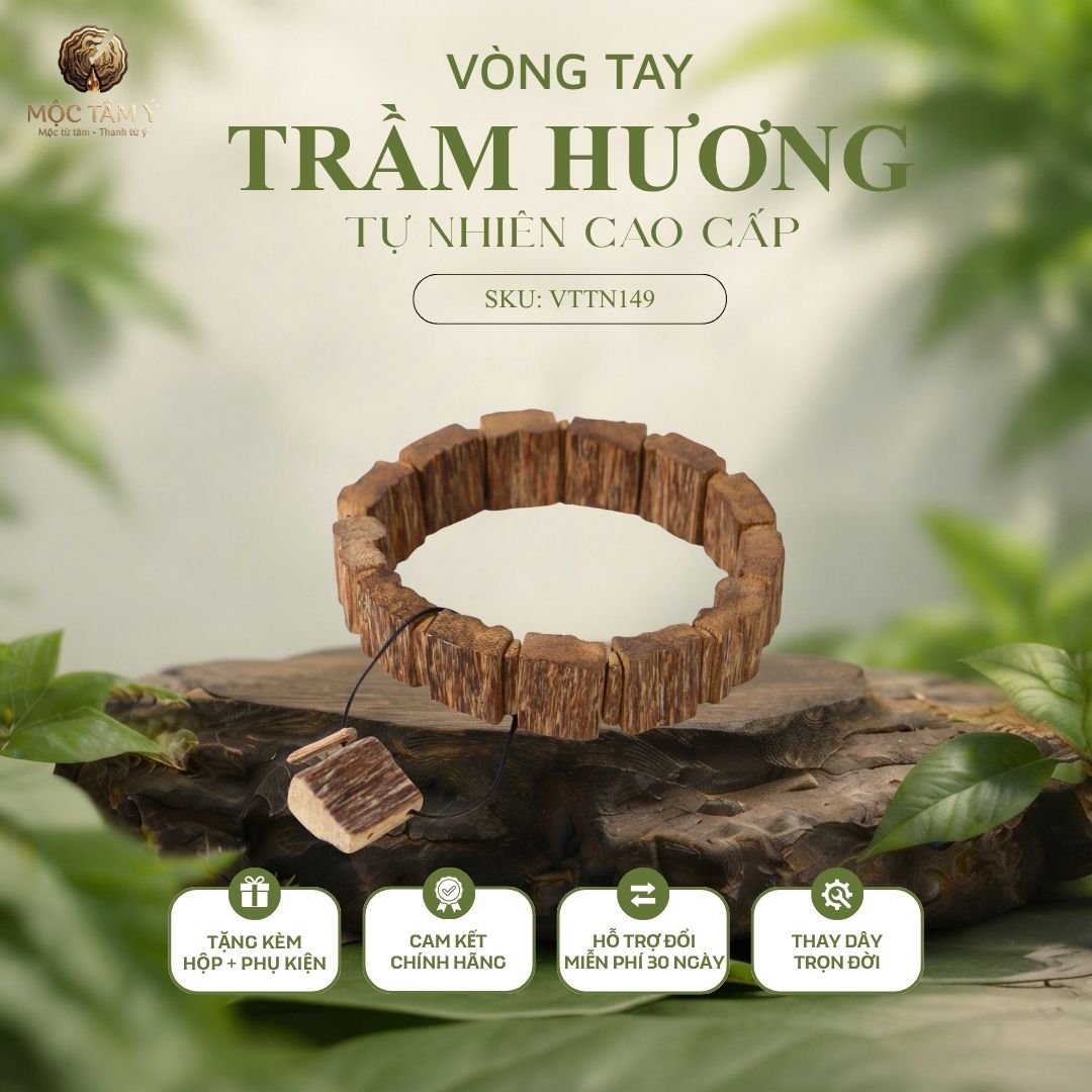 VÒNG TRẦM HƯƠNG TỰ NHIÊN LÁCH BÌ LÀO CẢ 2 MẶT